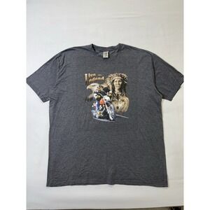 Live the Legend Biker Men's T Shirt 3XL Grey Eagle Wolf Native American